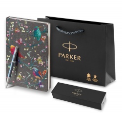 PRPRGRP2143648 Parker IM. Подарочный набор: Ручка роллер Parker IM Premium T318 Blue Grey CT F черные чернила и Ежедневник недатированный, серый