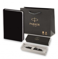 PRR2143632 Parker IM. Подарочный набор: Шариковая ручка Parker IM Mat Black CT лак матовый, стержень: M  blue и Ежедневник черный