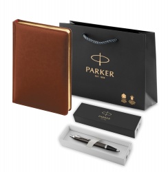 PROABR1931671 Parker IM. Подарочный набор: Шариковая ручка Parker IM Metal Core Dark Espresso CT и Ежедневник недатированный А5 коричневый