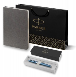 PRPRGRS2143648 Parker IM. Подарочный набор: Ручка роллер Parker IM Premium T318 Blue Grey CT, цвет чернил черный и  ежедневник серебристого цвета