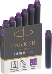 PR7Z-PRL1 Parker Комплектующие. Картридж с чернилами для перьевой ручки MINI, упаковка из 6 шт., цвет: Пурпурный (Purple)