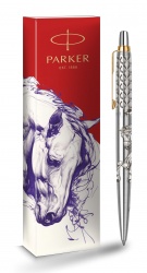 Шариковая ручка Parker Jotter Horse Special Edition, цвет: St. Steel GT, стержень: Mblue в подарочной коробке