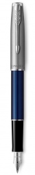 PR50F-BLU2C Parker Sonnet. Перьевая ручка Parker Sonnet Entry Point Blue Steel CT, перо: F, цвет чернил: black, в подарочной упаковке