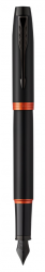 PR60F-BLK4O Parker IM. Перьевая ручка Parker IM Vibrant Rings Flame Orange, перо:F/M, цвет чернил: blue, в подарочной упаковке.