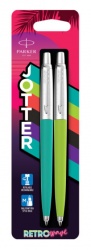 PR4B-BG1CT Parker Jotter. Набор ручек Parker Jotter Originals 80s Retrowave, Caribbean Blue/Apple Green M, в блистере