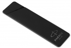 PR18Z-BLK1C Parker Аксессуары. Чехол Parker из натуральной кожи, цвет матово-черный с серебряным тиснением