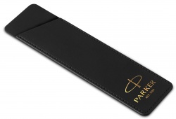 PR18Z-BLK1G Parker Аксессуары. Чехол Parker из натуральной кожи, цвет матово-черный с золотым тиснением