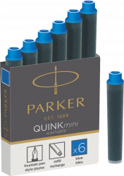 PR7Z-BLU10 Parker Комплектующие. Картридж Parker с чернилами для перьевой ручки MINI, упаковка из 6 шт., цвет: Blue