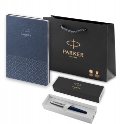 PRPS2030950 Parker Jotter. Подарочный набор: Ручка перьевая Parker Jotter Royal Blue CT, Mblue и Ежедневник недатированный, синий