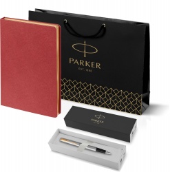 PRPRRDG2030948 Parker Jotter. Подарочный набор: Ручка перьевая Parker Jotter Stainless Steel GT и Ежедневник недатированный красный