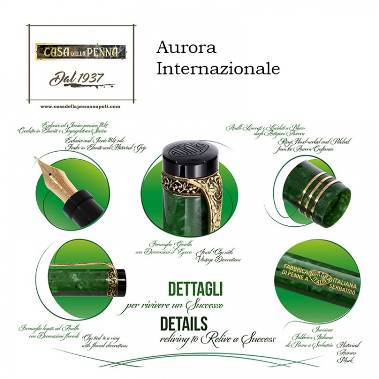 Перьевая ручка Aurora Internazionale Green Limited Edition GT, перо - F, в подарочной коробке