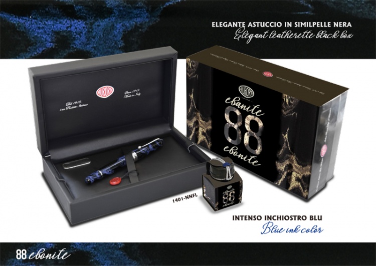 Перьевая ручка Aurora 88 Ebanite Blue CT, перо - F, в подарочной коробке