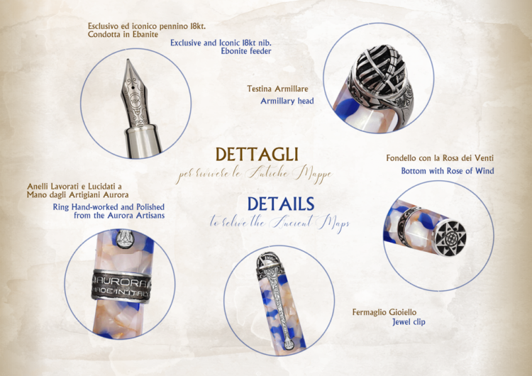Перьевая ручка Aurora Mappe Antiche Fra Mauro CT, перо F, в подарочной коробке