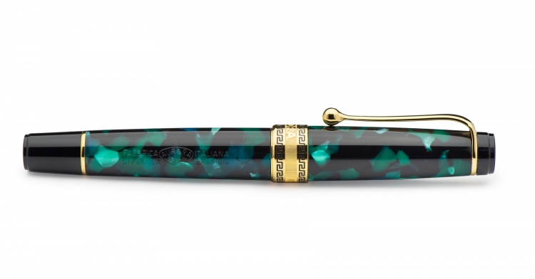Перьевая ручка Aurora Optima Auroloide Stilografica GT перо:F, цвет чернил: blue, в подарочной коробке