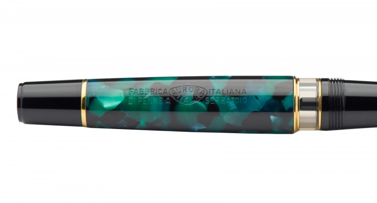 Перьевая ручка Aurora Optima Auroloide Stilografica GT перо:F, цвет чернил: blue, в подарочной коробке