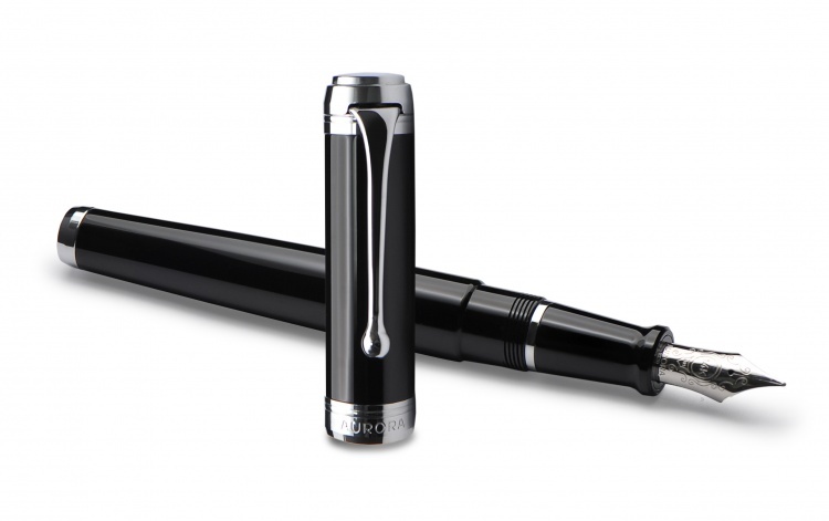 Перьевая ручка Aurora Talentum Resina Black CT, перо F, в подарочной коробке