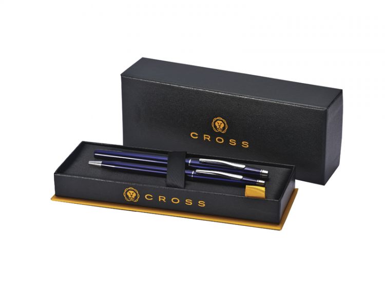 Набор Cross Classic Century Translucent Blue Lacquer: шариковая ручка и механический карандаш 0.7мм