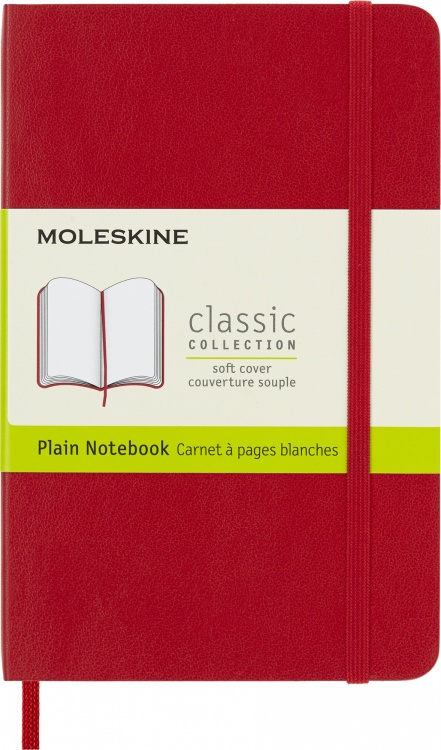 Блокнот Moleskine CLASSIC SOFT QP613F2 Pocket 90x140мм,  нелинованный мягкая обложка красный,192стр.
