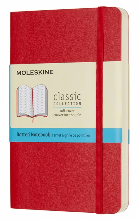 Блокнот Moleskine CLASSIC SOFT QP614F2 Pocket 90x140мм, пунктир мягкая обложка красный, 192стр.