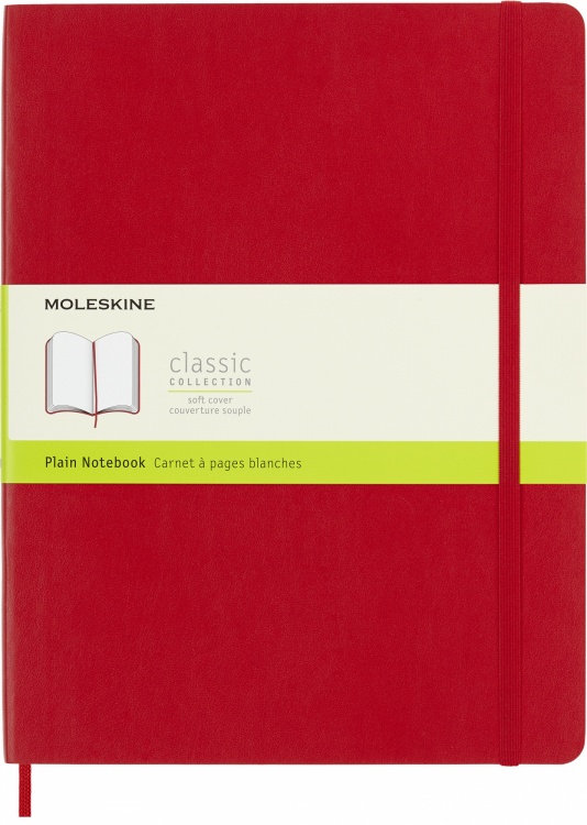 Блокнот Moleskine CLASSIC SOFT QP623F2 XLarge 190х250мм, нелинованный мягкая обложка красный,192стр.