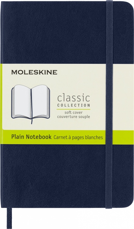 Блокнот Moleskine CLASSIC SOFT QP613B20 Pocket 90x140мм, нелинованный мягкая обложка синий сапфир, 192стр.