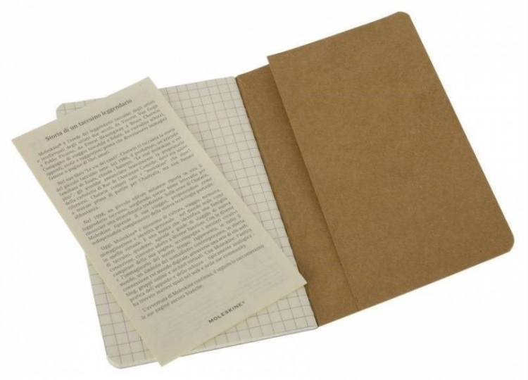 Набор 3 блокнота Moleskine Cahier Journal Pocket, цвет бежевый, в клетку
