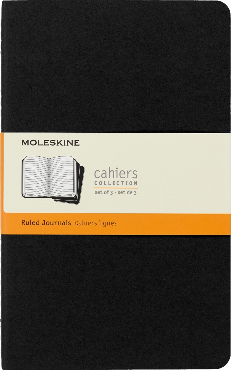 Блокнот Moleskine CAHIER JOURNAL QP316 Large 130х210мм обложка картон 80стр. линейка черный (3шт)