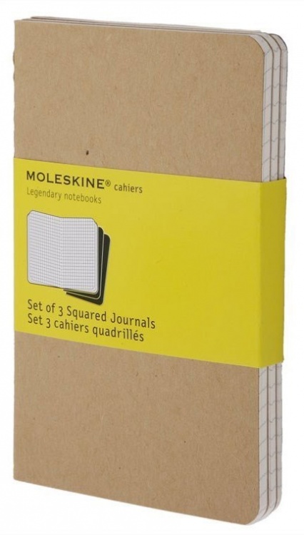 Записная книжка в клетку Moleskine "Cahier Journal" Large 130х210 мм 80 стр бежевый (3шт)