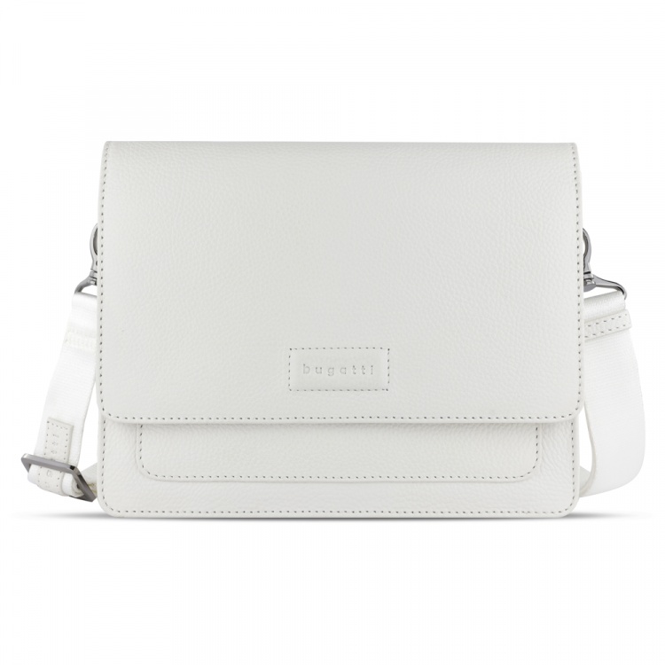 Сумка через плечо женская BUGATTI Elsa, белая, воловья кожа/полиэстер, 25х8,5х20 см
