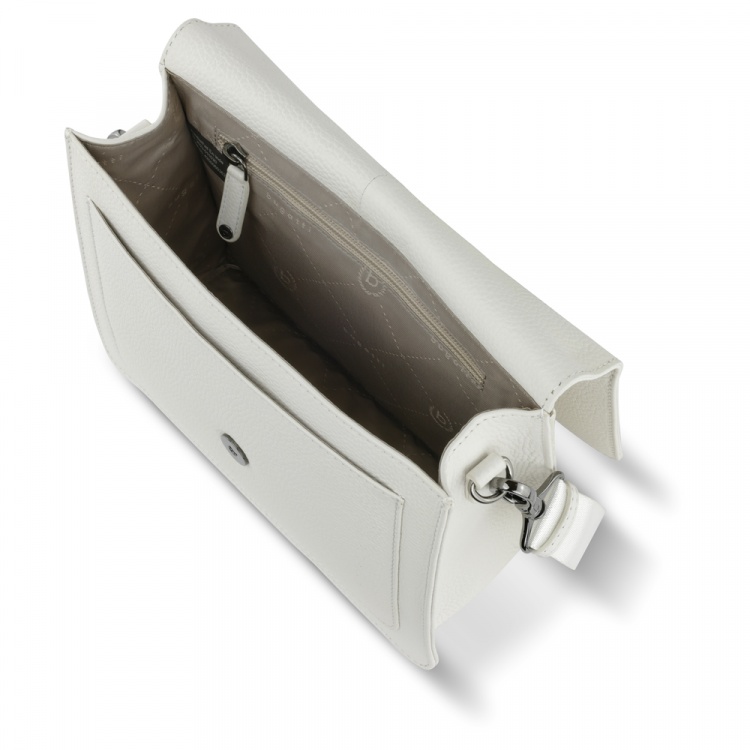 Сумка через плечо женская BUGATTI Elsa, белая, воловья кожа/полиэстер, 25х8,5х20 см