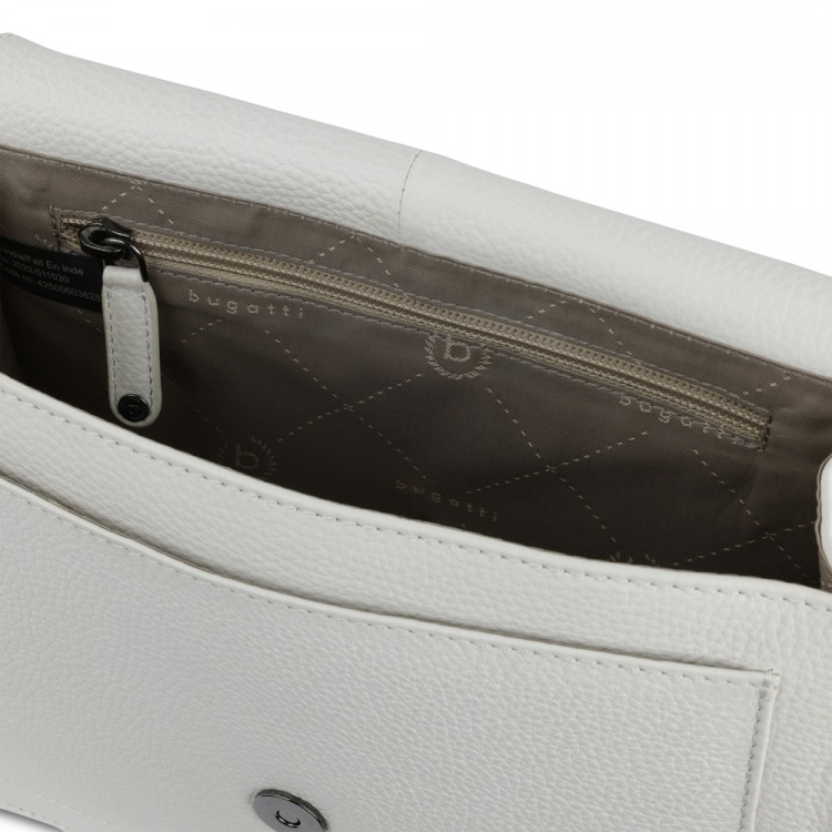 Сумка через плечо женская BUGATTI Elsa, белая, воловья кожа/полиэстер, 25х8,5х20 см