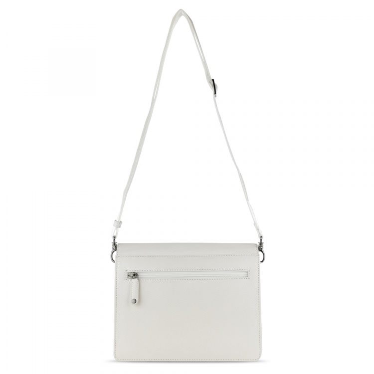 Сумка через плечо женская BUGATTI Elsa, белая, воловья кожа/полиэстер, 25х8,5х20 см