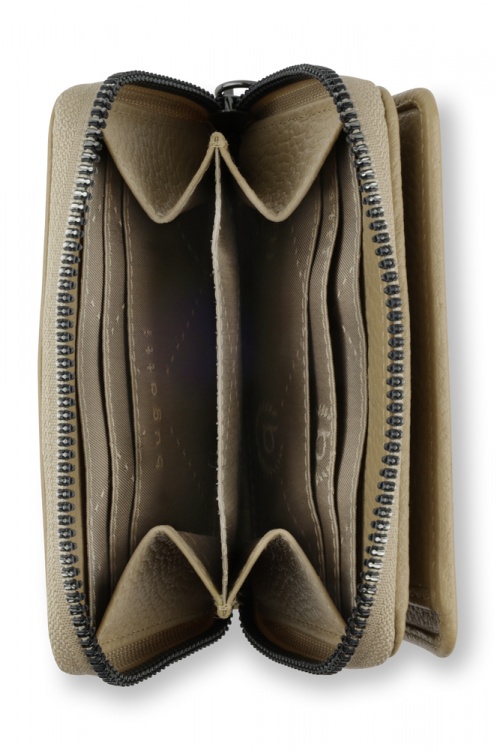Кошелёк женский BUGATTI Elsa, с защитой данных RFID, песочного цвета, воловья кожа/полиэстер, 11х2,5х9 см