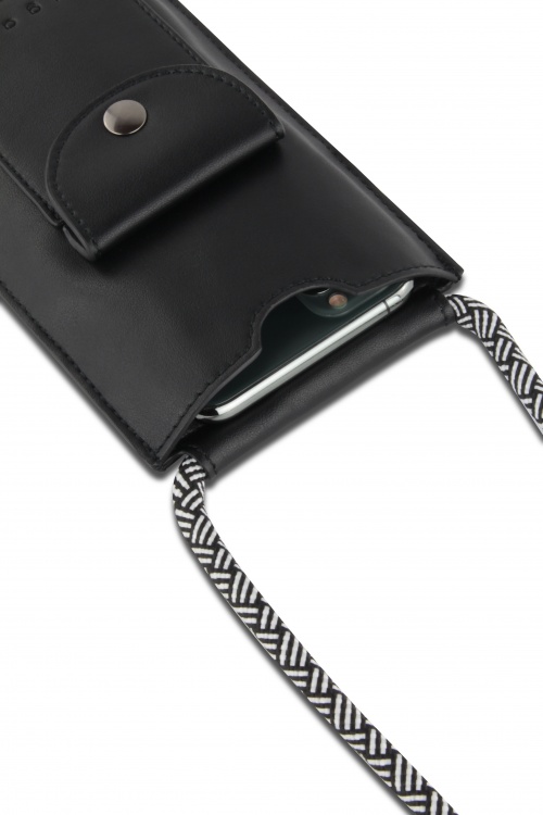 Сумка-чехол для мобильного телефона BUGATTI Almata, чёрная, полиуретан, 11x2x18 см