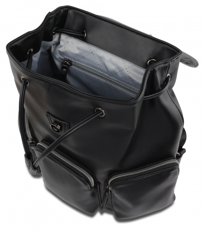 Рюкзак женский BUGATTI Elda, чёрный, полиуретан, 30х17х32 см, 10 л