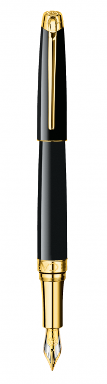 Ручка перьевая Carandache Leman Ebony  black lacquered GP F золото 18K двухцветное подар.к