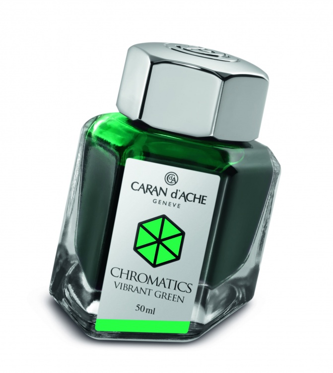 Флакон с чернилами Carandache Chromatics  Vibrant green чернила 50мл