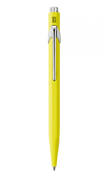 Ручка шариковая Carandache Office Popline  Yellow Fluo M синие чернила подар.кор.