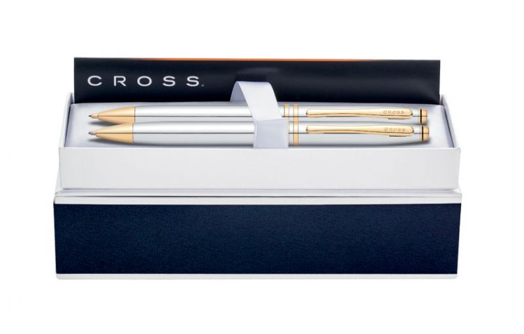 Набор Cross Avitar: шариковая ручка и механический карандаш 0.7мм. Цвет - серебристый.