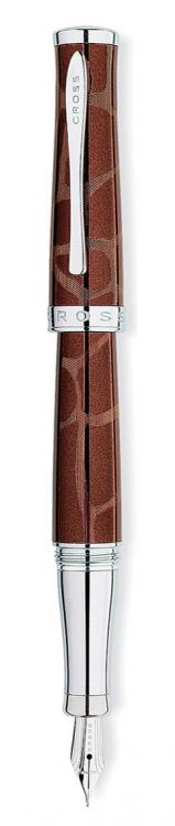 Перьевая ручка Cross Sauvage Giraffe. Цвет - коричневый с рисунком под "жирафа"/хром