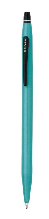 Ручка-роллер Cross Click без колпачка с тонким стержнем. Цвет - зеленовато-голубой