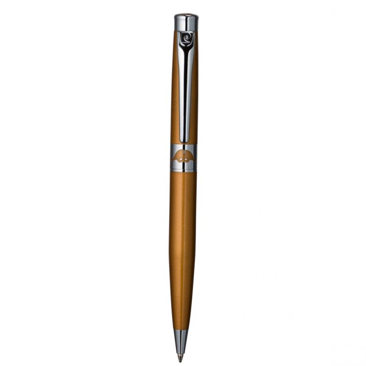 Шариковая ручка Pierre Cardin VENEZIA. Корпус  - латунь и лак. Отделка и детали дизайна -  хром, венецианская маска с заливкой оранжевым лаком  на кол