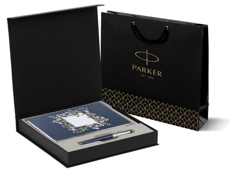Подарочный набор: Шариковая ручка Parker Jotter Essential, Royal Blue CT и Ежедневник  недатированный синий