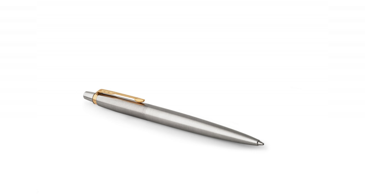 Подарочный набор: Шариковая ручка Parker Jotter Essential, St. Steel GT, стержень: Mblue и Ежедневник недатированный, черный.