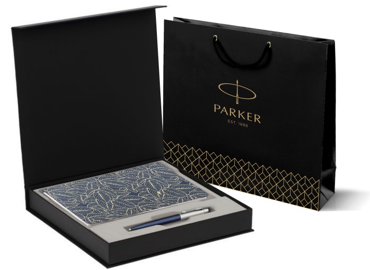 Подарочный набор: Шариковая ручка Parker Jotter Essential, Royal Blue CT, стержень: Mblue и Ежедневник  недатированный синий