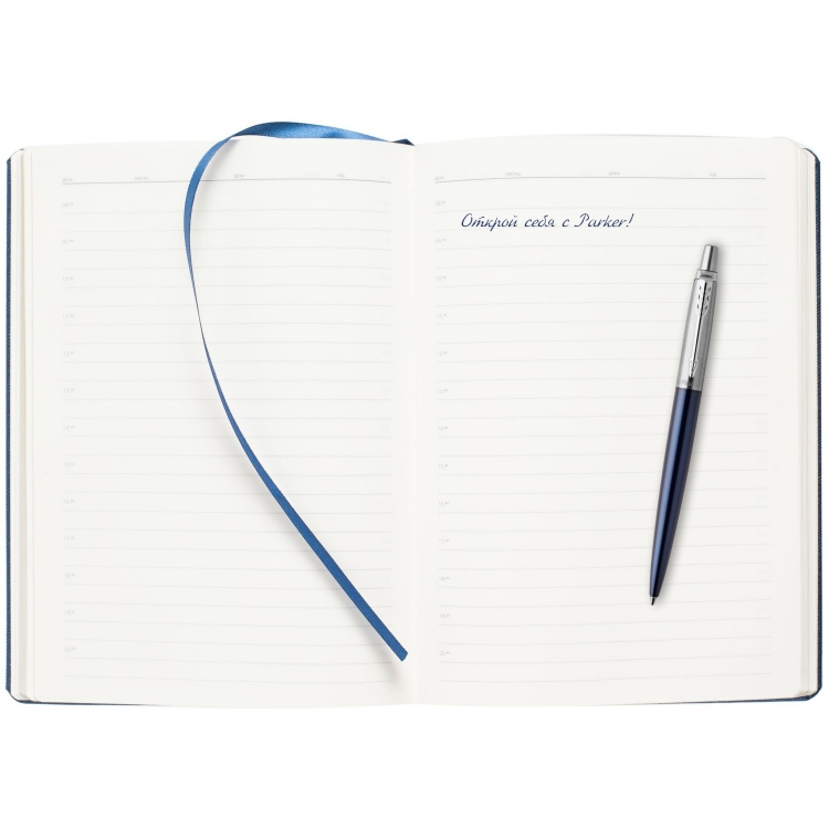 Подарочный набор: Шариковая ручка Parker Jotter Essential, Royal Blue CT, стержень: Mblue и Ежедневник  недатированный синий