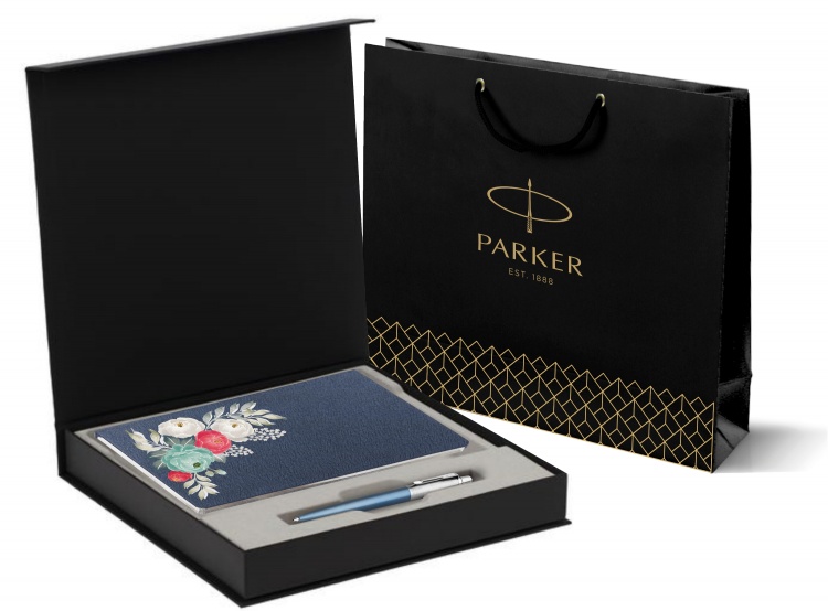 Подарочный набор: Шариковая ручка Parker Jotter Essential, Waterloo Blue CT и Ежедневник  недатированный синий
