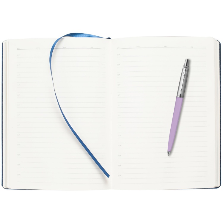 Подарочный набор: Шариковая ручка Parker Jotter, цвет PURPLE LILAC и Ежедневник  недатированный синий