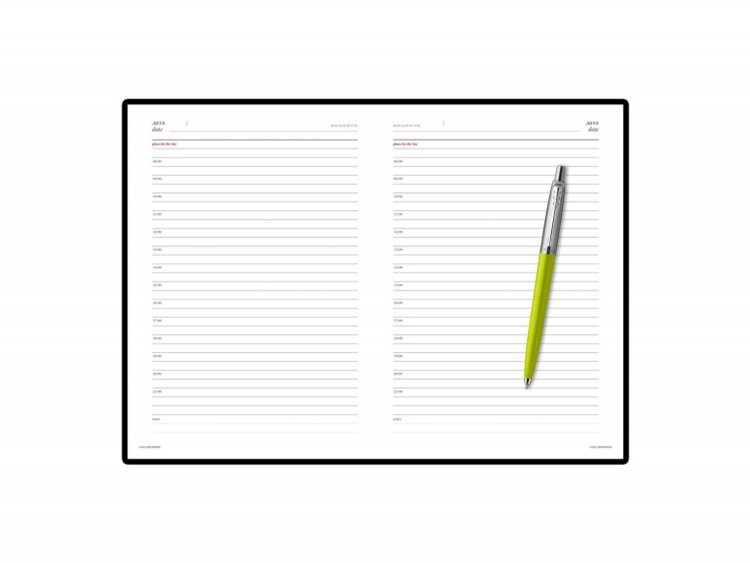 Подарочный набор: Шариковая ручка Parker Jotter, цвет LIME GREEN и Ежедневник недатированный белый