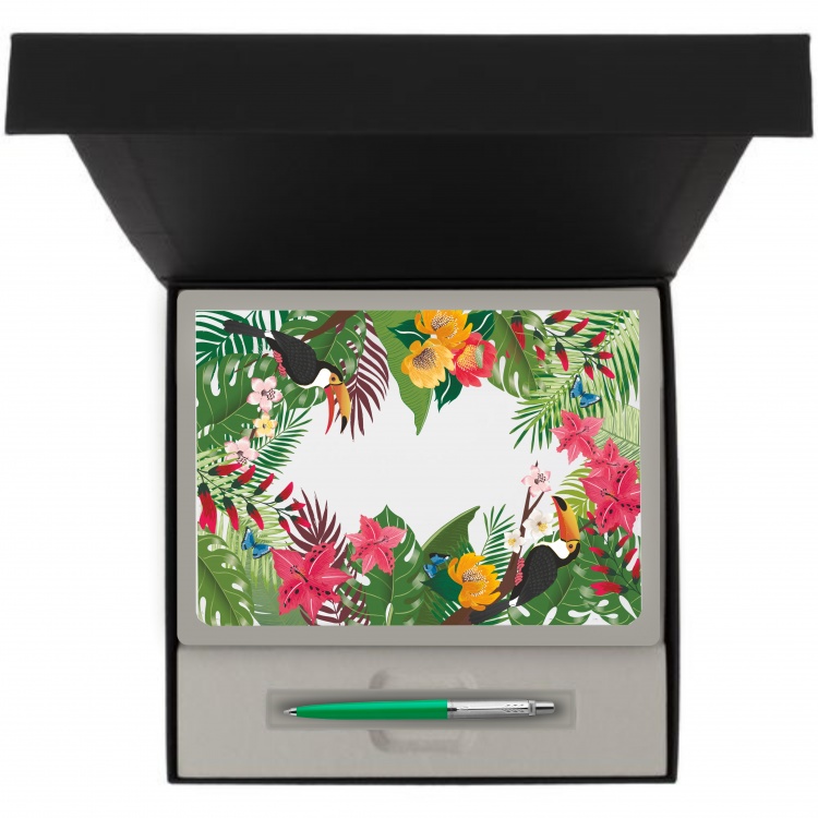 Подарочный набор: Шариковая ручка Parker Jotter, цвет GREEN и Ежедневник недатированный белый
